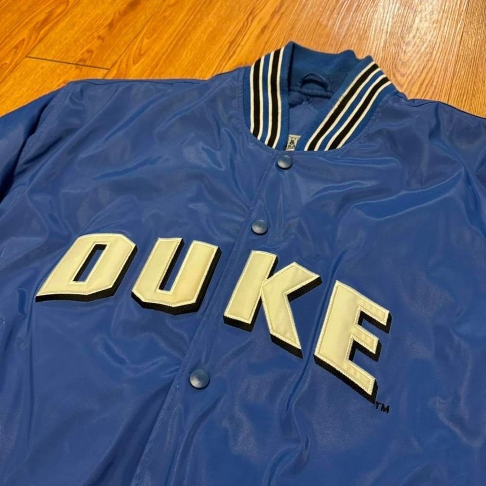 Duke University Men's Jacket Varsity Blue Snap‎ Embroidered Collegiate Size 2XL